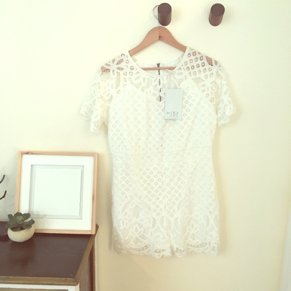 🔥 NWT Romper by Love, Fire Cream Lace🔥